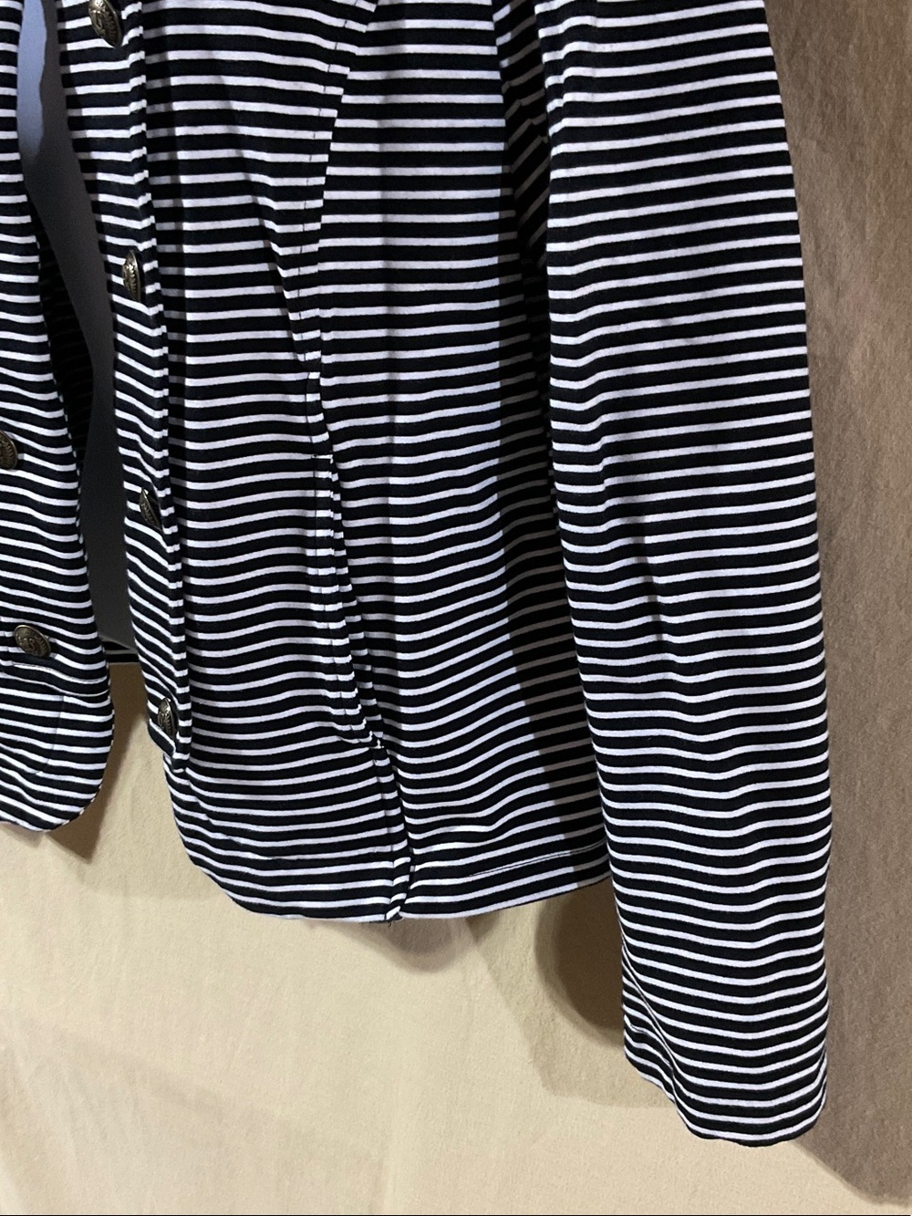 Tommy Hilfiger Size M Black & White Striped Military-Style Blazer - Picture 4 of 6